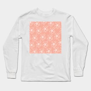 spiny brittle starfish aloha print ocean hawaii pattern light pink and white Long Sleeve T-Shirt